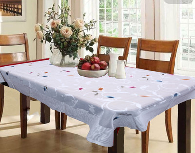 KUBER INDUSTRIES Printed 6 Seater Table Cover(White, Cotton)