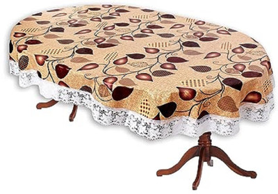 ZITIN PVC, Polyester 6 Seater Graphic, Embroidered Table Cover(Brown)