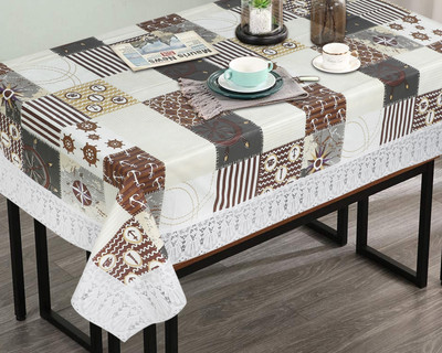 The Furnishing Tree Self Design 4 Seater Table Cover(Grey, PVC)