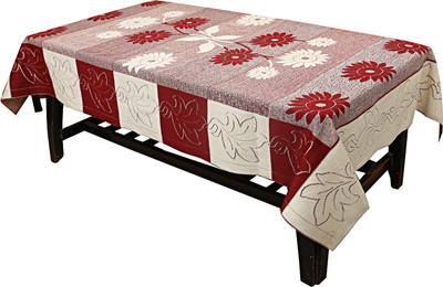 KUBER INDUSTRIES Floral 4 Seater Table Cover(Maroon, Cotton)