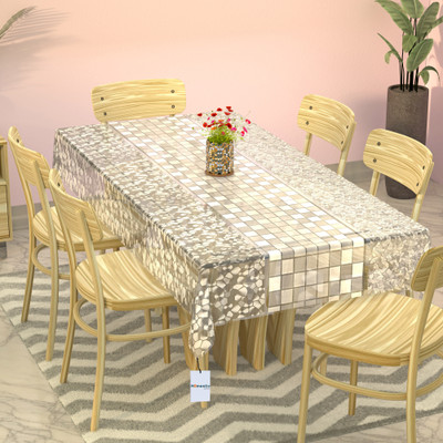 HOMESTIC Self Design 6 Seater Table Cover(Transparent, PVC)