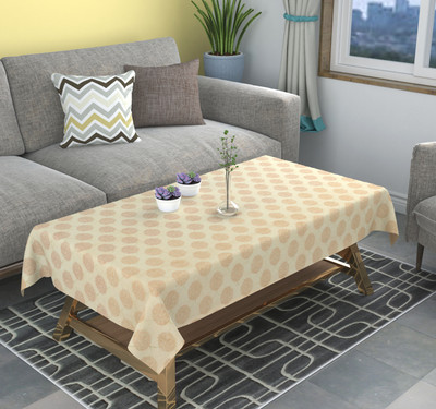 MEILLEURE TRENDS Velvet 4 Seater Embroidered Table Cover(Cream)