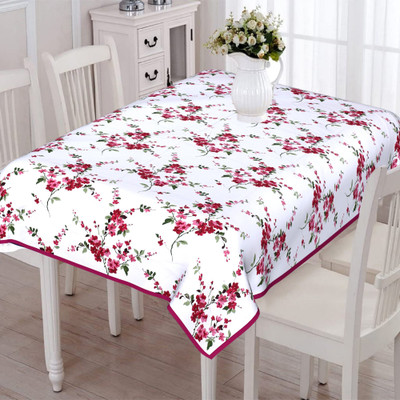 Go Texstylers Cotton 6 Seater Floral Table Cover(Pink)