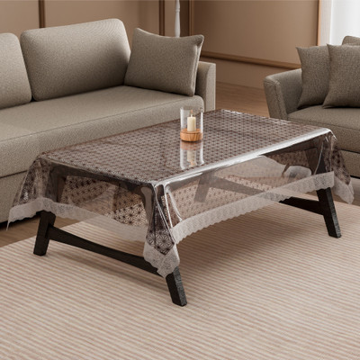 KUBER INDUSTRIES PVC 4 Seater Self Design Table Cover(Brown)