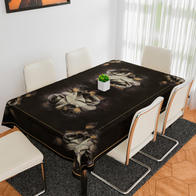 KUBER INDUSTRIES Floral 6 Seater Table Cover(Brown, Cotton)