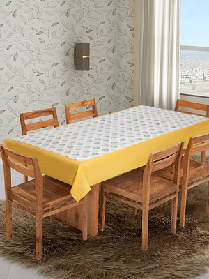 Dekor World Cotton 4 Seater Self Design Table Cover(Yellow)