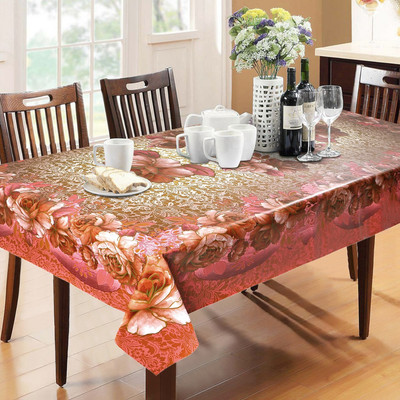Dakshya Industries Printed 6 Seater Table Cover(Maroon, PVC)