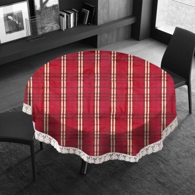E-Retailer Striped 8 Seater Table Cover(Red, PVC)