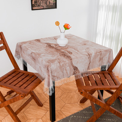 KUBER INDUSTRIES Self Design 4 Seater Table Cover(Brown, PVC)