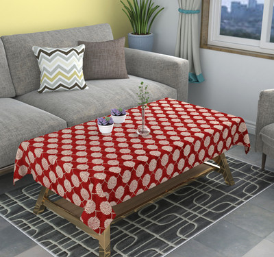 MEILLEURE TRENDS Velvet 4 Seater Embroidered Table Cover(Maroon)