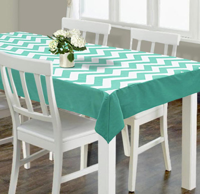 Dekor World Cotton 4 Seater Printed Table Cover(Blue, Green)