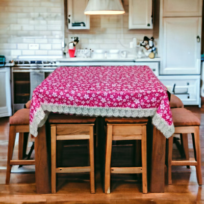 kashtu Printed 4 Seater Table Cover(Maroon, Polyester)