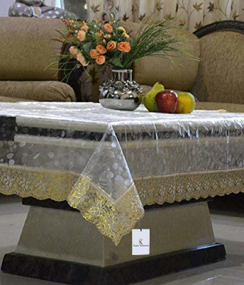CASA FURNISHING PVC 4 Seater Embroidered Table Cover(Gold)