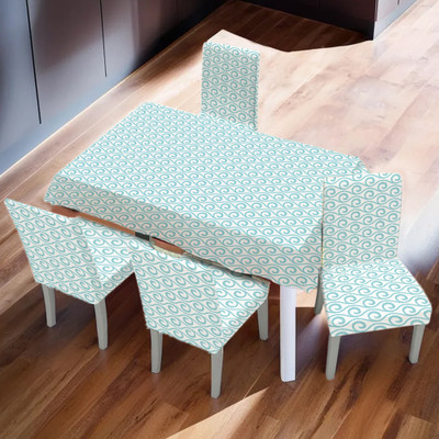 UMAI Abstract 4 Seater Table Cover(Blue, Polyester, Pack of 5)