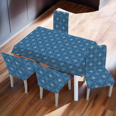 UMAI Abstract 4 Seater Table Cover(Blue, Polyester, Pack of 5)
