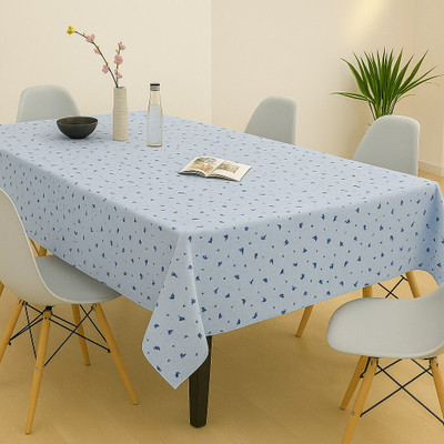 RUSTIC LINEN Floral 6 Seater Table Cover(Blue, Cotton)