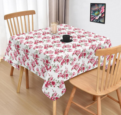 OASIS Cotton 2 Seater Printed Table Cover(White)