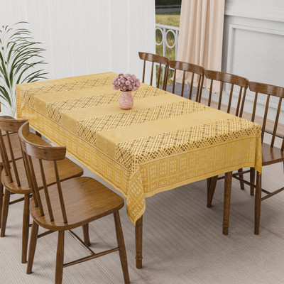 KUBER INDUSTRIES Self Design 6 Seater Table Cover(Gold, Cotton)
