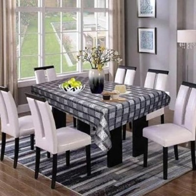 ZITIN Checkered, Geometric 6 Seater Table Cover(Grey, PVC)