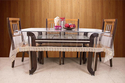 Toro PVC 4 Seater Solid Table Cover(TRANSPARENT, GOLDEN 4 Seater Table Cover)