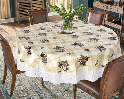 The Furnishing Tree Self Design 8 Seater Table Cover(Beige, PVC)