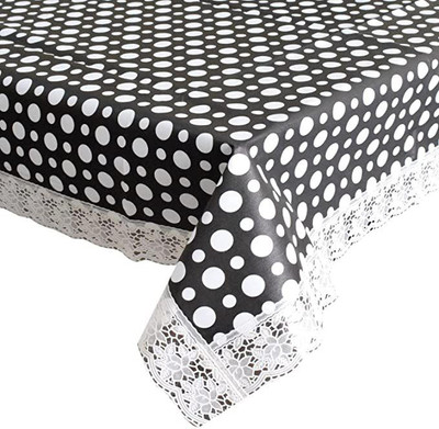 H K TRADERs Polka 2 Seater Table Cover(Black, Polyester)