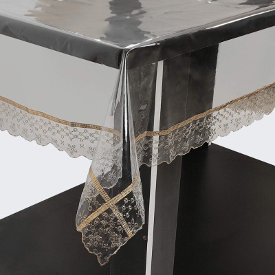 Bluegrass Solid 6 Seater Table Cover(Gold, PVC)