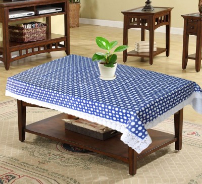 KUBER INDUSTRIES Self Design 4 Seater Table Cover(Blue & White, PVC)