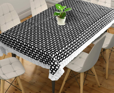 KUBER INDUSTRIES Polka 6 Seater Table Cover(Black, PVC)