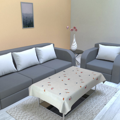 CASA FURNISHING Polyester 4 Seater Floral Table Cover(Cream)