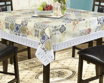 The Furnishing Tree Self Design 4 Seater Table Cover(Yellow, PVC)