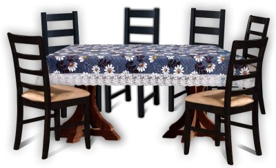 RMDecor Floral, Printed 6 Seater Table Cover(Blue, PVC, Polyester)