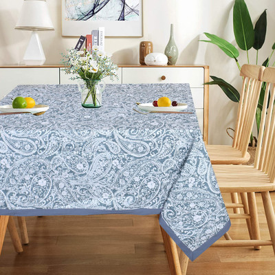 Texstylers Cotton 2 Seater Floral Table Cover(Grey)