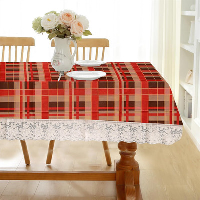 Casanest Checkered 8 Seater Table Cover(Red, Plastic)