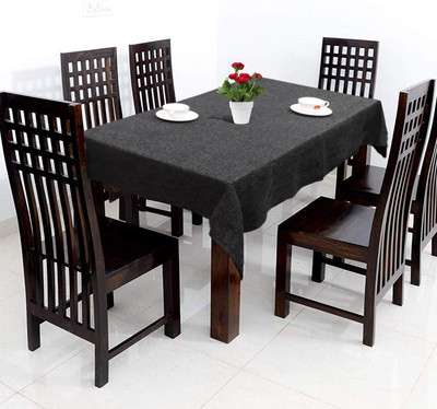 KUBER INDUSTRIES Self Design 6 Seater Table Cover(Black, Cotton)