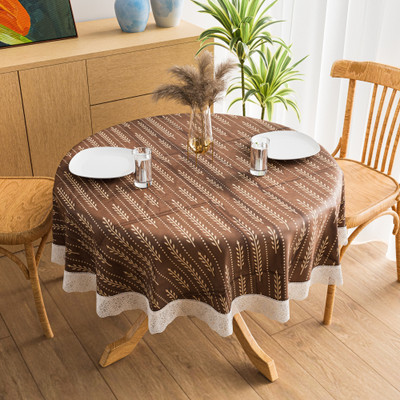 KUBER INDUSTRIES PVC 4 Seater Self Design Table Cover(Yellow, Brown)