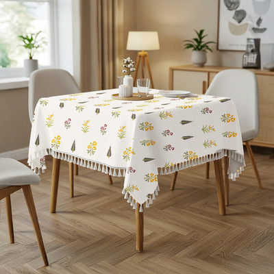 Urban Space Printed 4 Seater Table Cover(High Garden Yellow, Cotton)