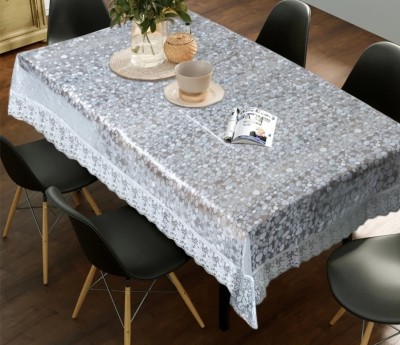 SHRI MAHAVIR IMPEX Embroidered 6 Seater Table Cover(Self, White, Plastic)