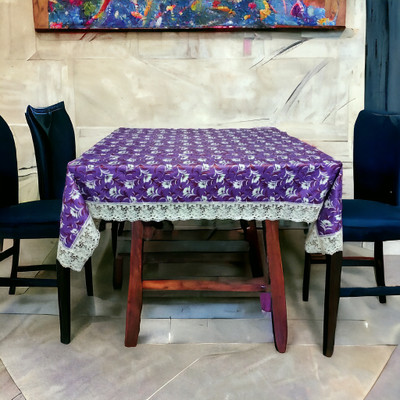 Mopak Décor Embroidered 6 Seater Table Cover(Blue, Polyester)