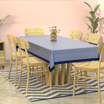 HOMESTIC Self Design 6 Seater Table Cover(Blue, Cotton)