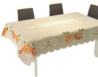 EASTTARDOMM Floral 6 Seater Table Cover(Cream, Net Cloth, Cotton)