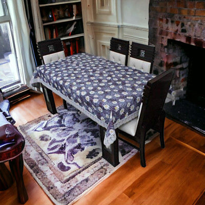 Mopak Decor Embroidered 6 Seater Table Cover(Blue, Polyester)