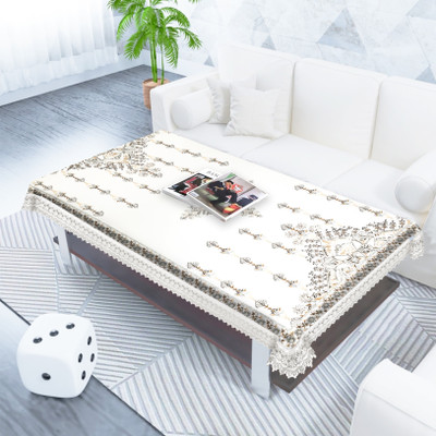 MONKDECOR Abstract 2 Seater Table Cover(White, Cotton)