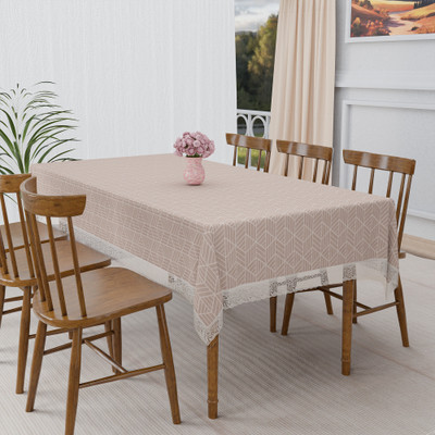 KUBER INDUSTRIES Self Design 6 Seater Table Cover(Beige, Yellow, PVC)