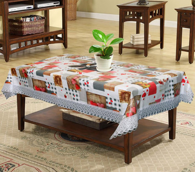 Dakshya Industries Printed 4 Seater Table Cover(Red, White, PVC)