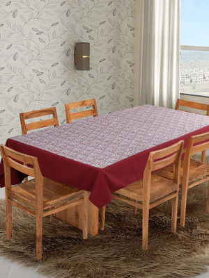 Dekor World Cotton 4 Seater Printed Table Cover(Maroon)