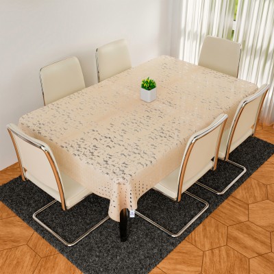 Heart Home Self Design 6 Seater Table Cover(Golden, Polyester)