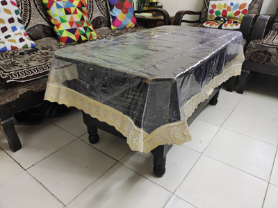 RMDecor Solid 4 Seater Table Cover(Gold, PVC)
