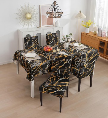 Magic Cover Printed 4 Seater Table Cover(Gold, Polyester, Pack of 5)