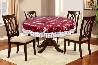 RMDecor PVC, Satin 4 Seater Floral, Printed Table Cover(Maroon)